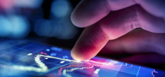 finger on a device screen